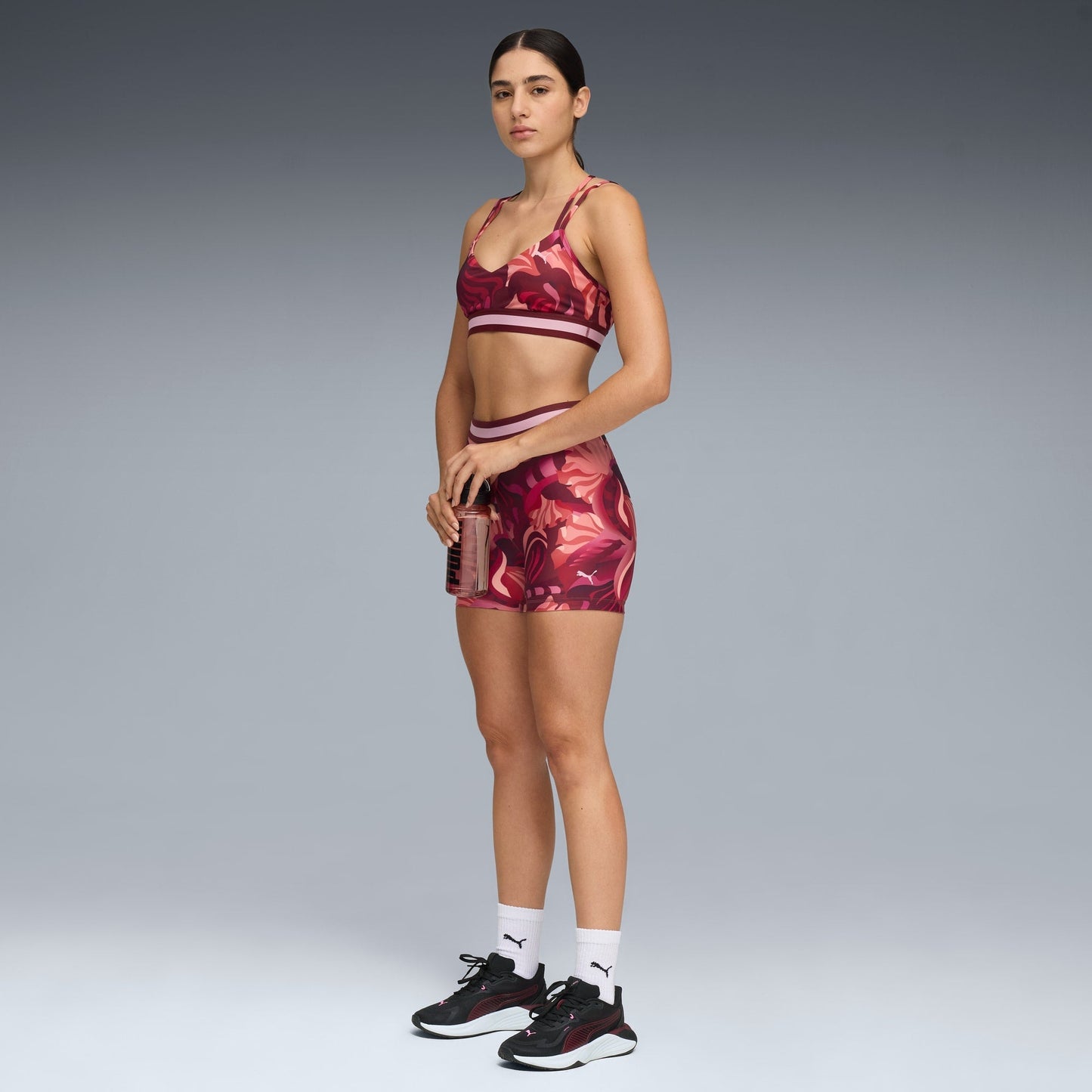 Puma Women's Floral Ribbon Strappy Bra - Ruby