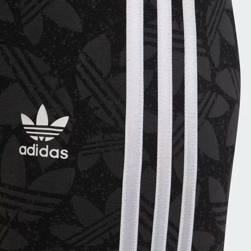Adidas Kids' High Waisted Allover Print Leggings - Carbon / Black / White