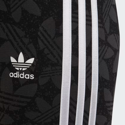 Adidas Kids' High Waisted Allover Print Leggings - Carbon / Black / White