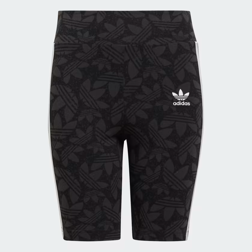Adidas Kids' High Waisted Cycling Shorts - Carbon / Black / White