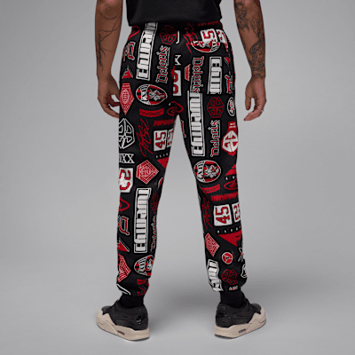 Nike Men's Jordan Essentials Printed Fleece Pants Apparel - Black / Varsity Red