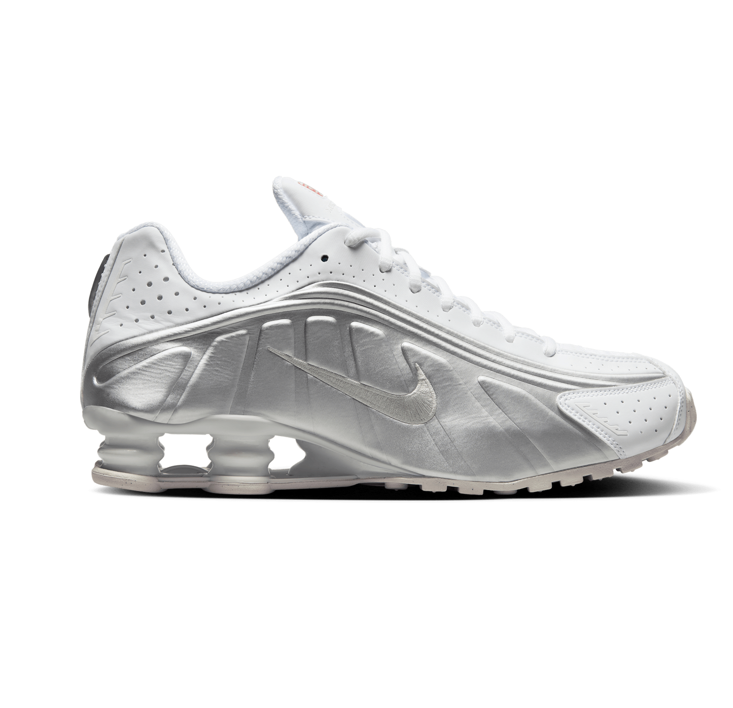 Nike Men's Nike Shox R4 Shoes - White / Bright Crimson / Metallic Silver