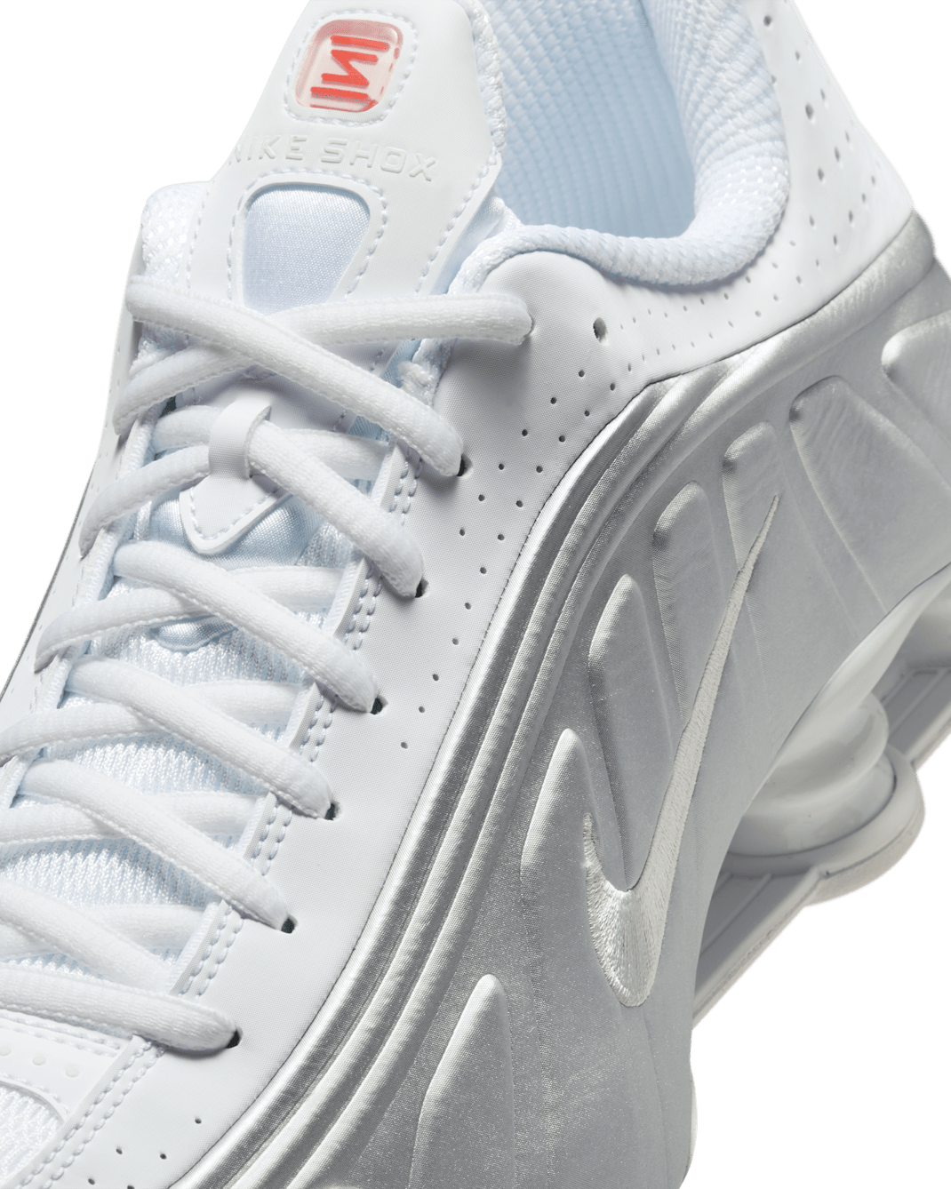 Nike Men's Nike Shox R4 Shoes - White / Bright Crimson / Metallic Silver