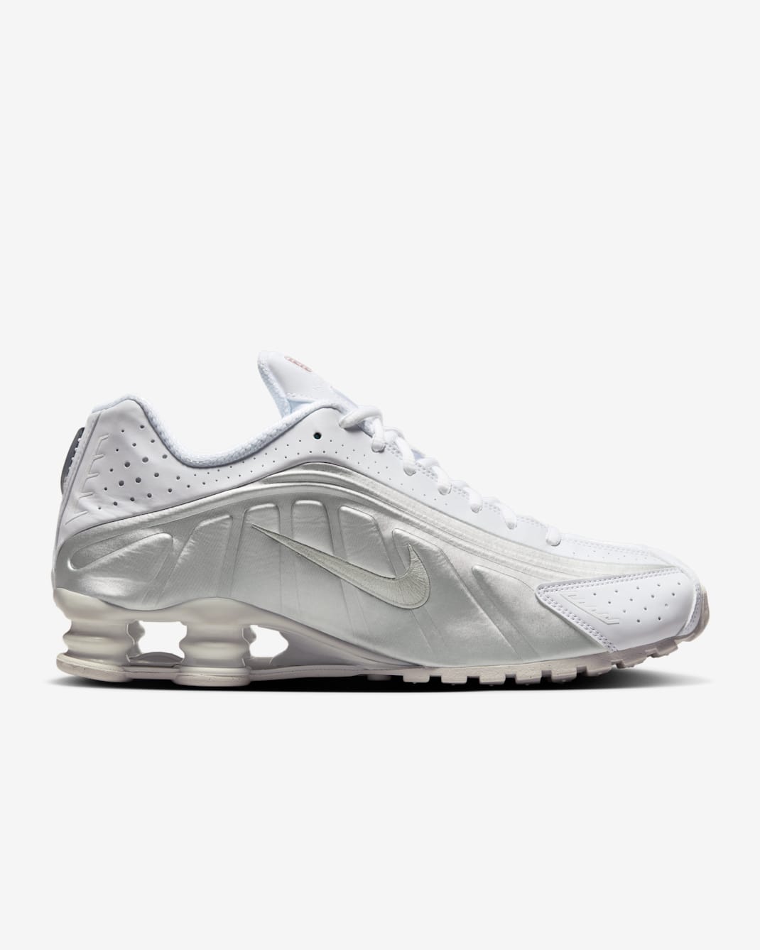 Nike Men's Nike Shox R4 Shoes - White / Bright Crimson / Metallic Silver