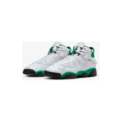 Kids' Jordan 6 Rings Shoes - White / Black / Lucky Green