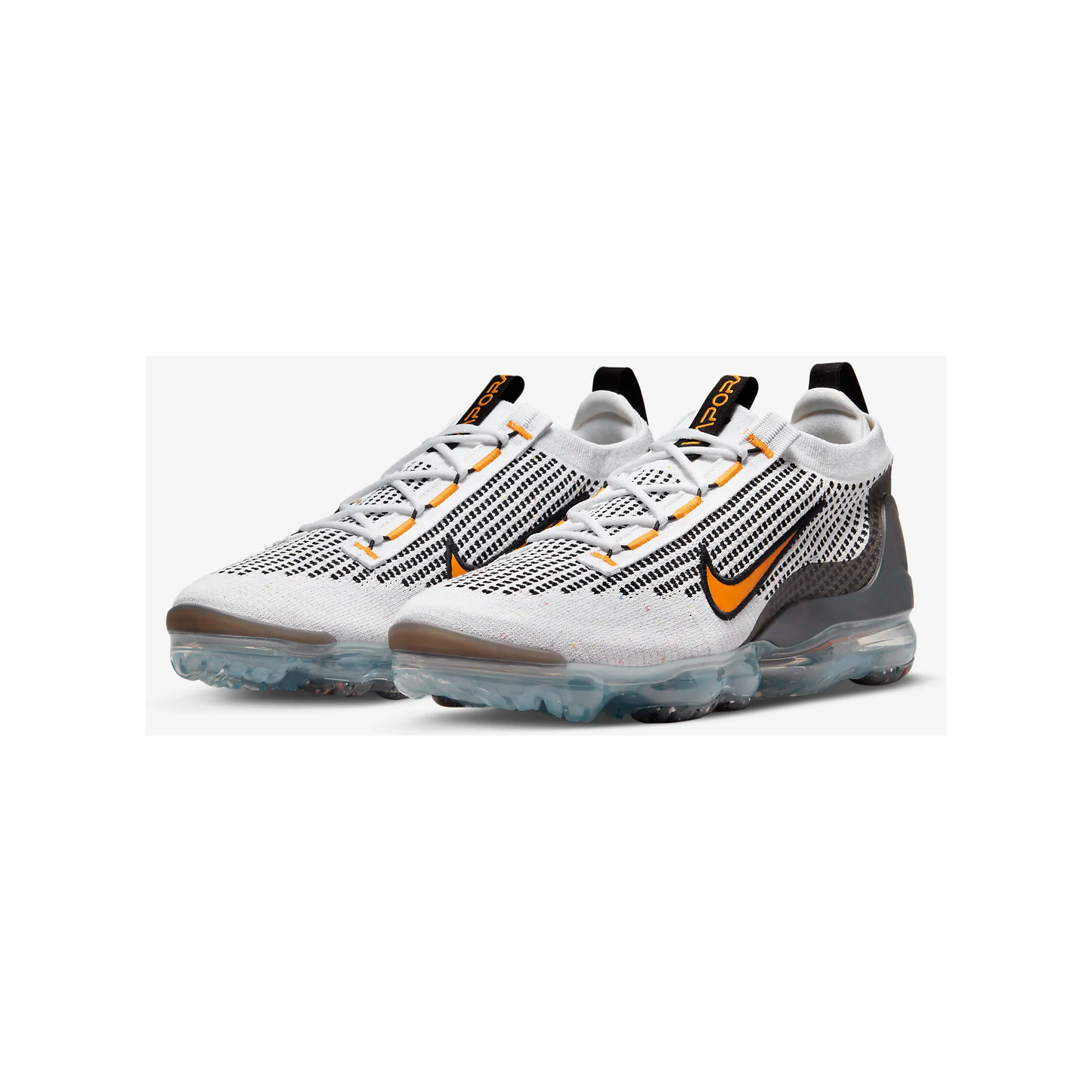 Nike Men's Air VaporMax 2021 Flyknit Shoes - White / Black / Anthracite / Kumquat Yellow