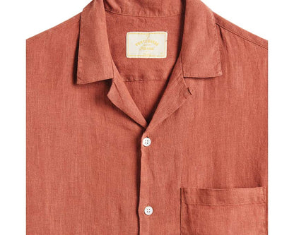 Portuguese Flannel Linen Camp Collar Terracota