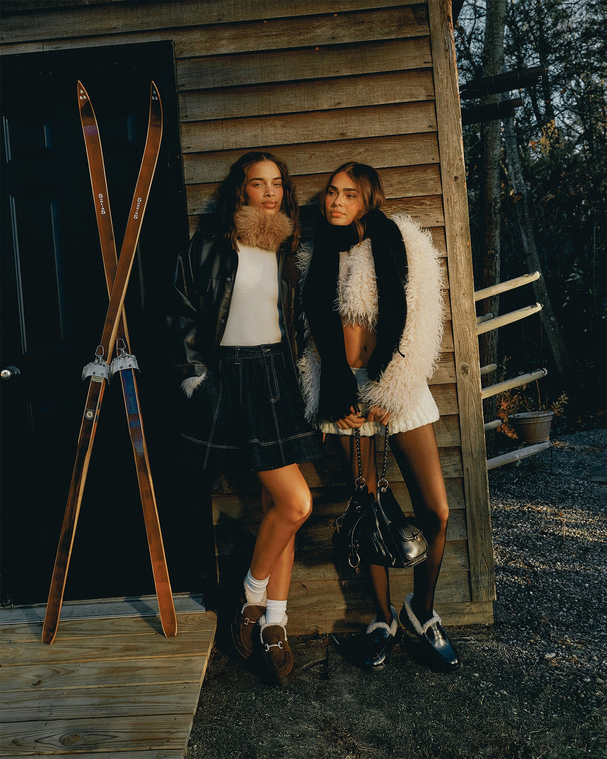 MADISON FAUX FUR BLACK LEATHER