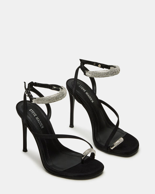 TIA RHINESTONES BLACK SATIN