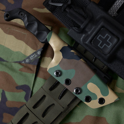 TD x Stroup Knives Bravo 5 Tanto - Woodland Sheath