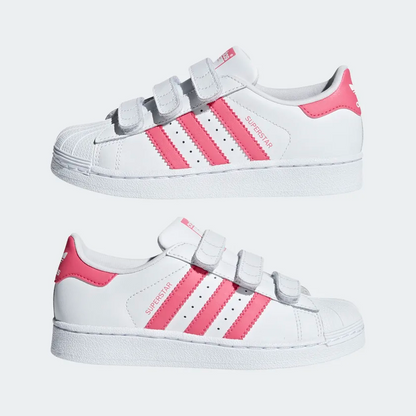Adidas Kids' Superstar Shoes - Cloud White / Real Pink