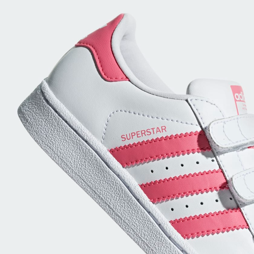 Adidas Kids' Superstar Shoes - Cloud White / Real Pink