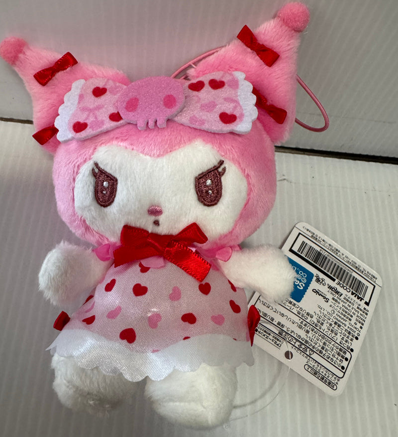 Sanrio - Kuromi Pink Dress with Hearts 10cm Plush