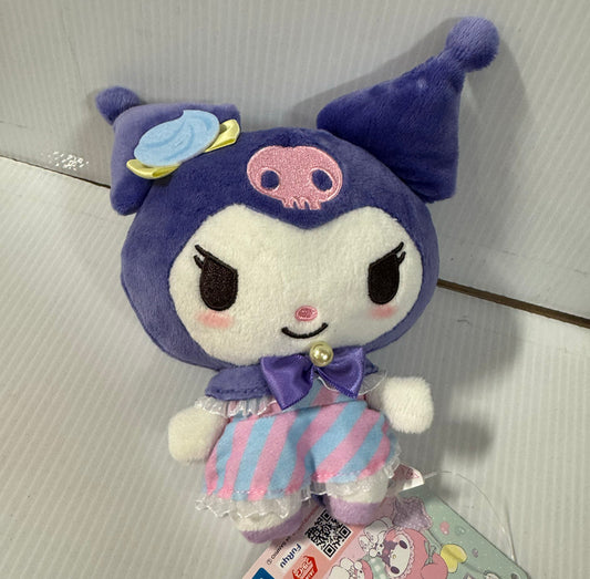 Sanrio - Kuromi Purple with Pink and Blue Striped Dress 16cm Plush