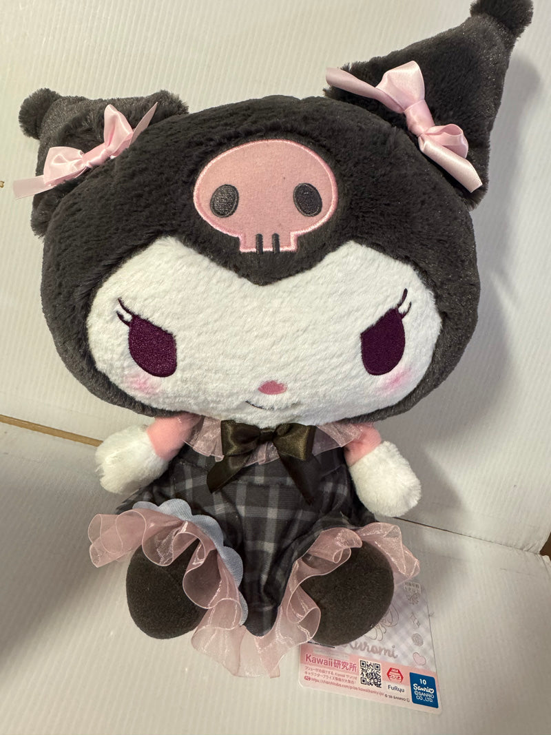 Sanrio - Kuromi Black Plaid Skirt 33cm Plush