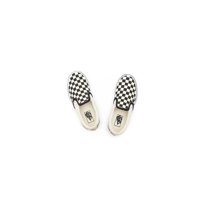 Vans Kids' Checkerboard Classis Slip On Shoes - Black / White