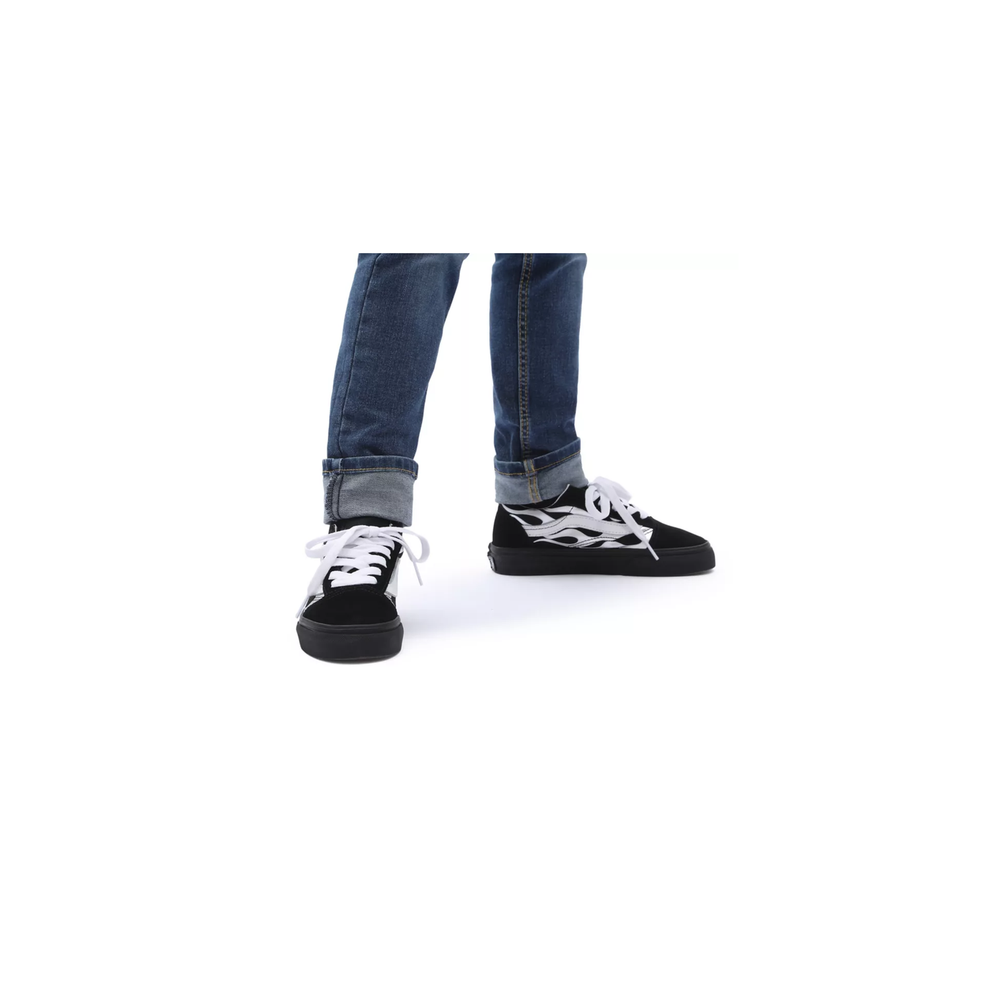 Vans Kids' Metallic Flame Old Skool Shoes - Black / Silver