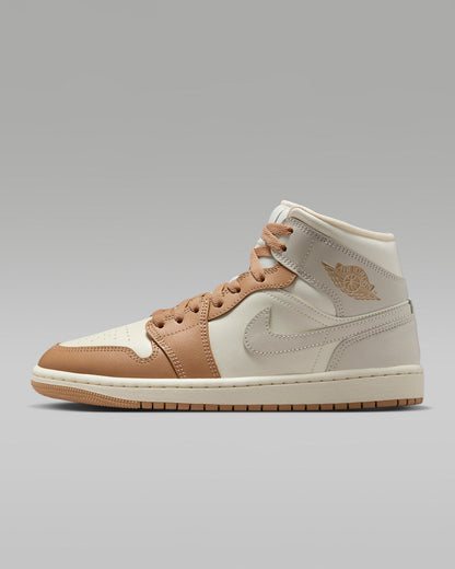 Nike Women's Air Jordan 1 Mid Shoes - Pale Ivory / Hemp / Sail / Light Orewood Brown