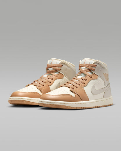 Nike Women's Air Jordan 1 Mid Shoes - Pale Ivory / Hemp / Sail / Light Orewood Brown