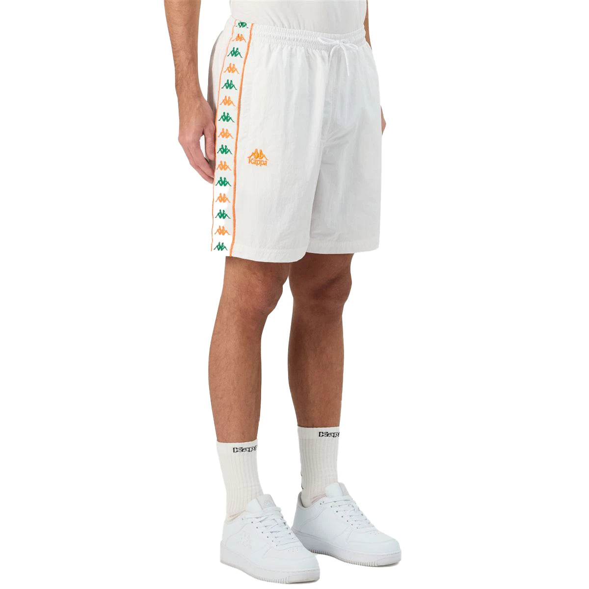 Kappa Men's 222 Banda Nardo Shorts - White / Green Tee / Orange