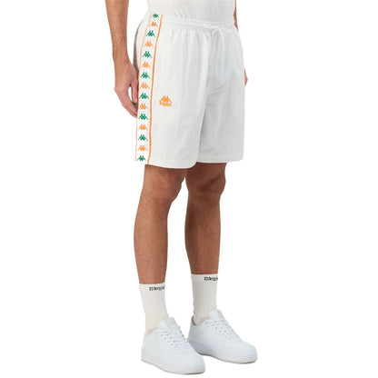 Kappa Men's 222 Banda Nardo Shorts - White / Green Tee / Orange