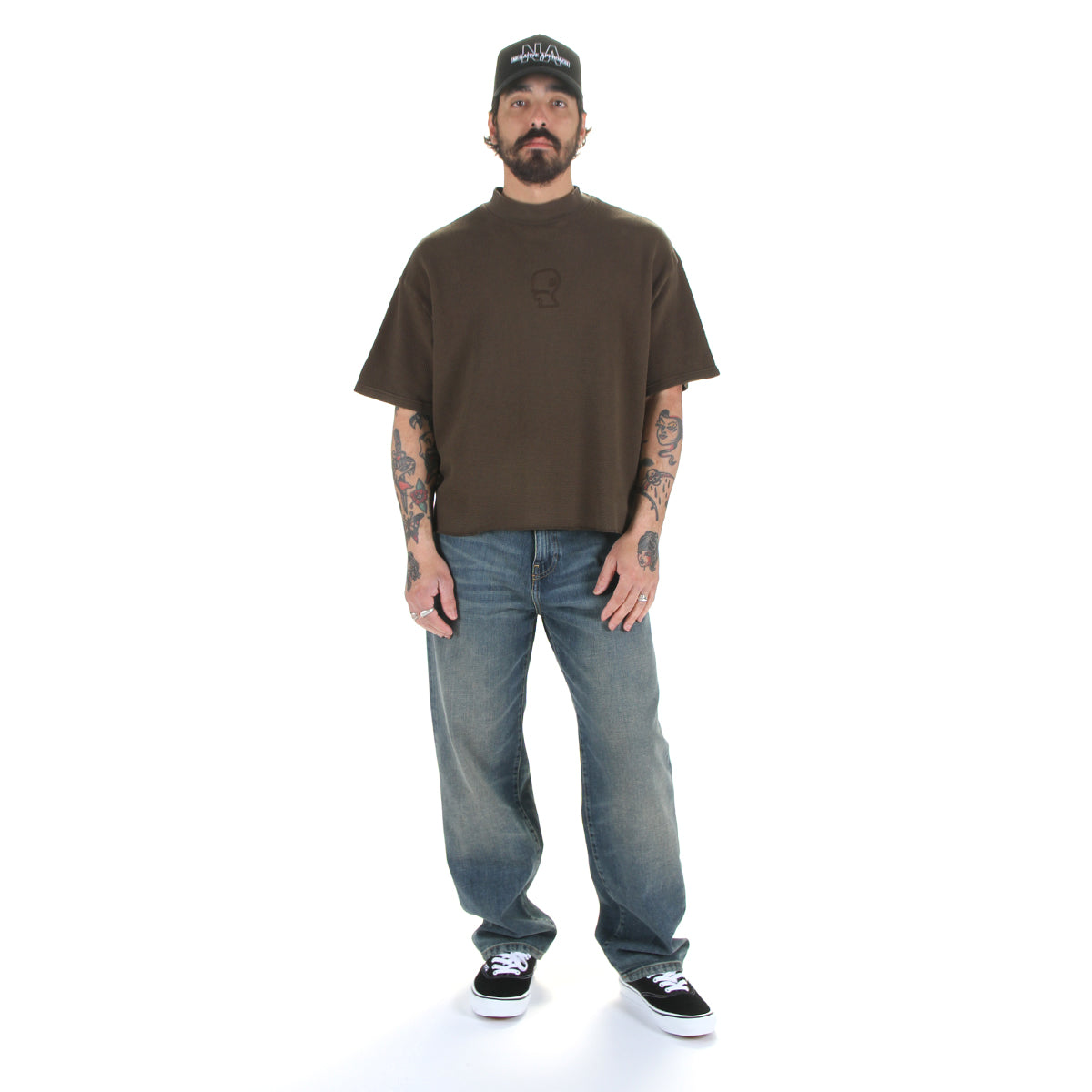 Boxy Thermal Mock Neck T-Shirt