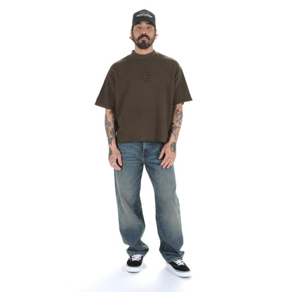 Boxy Thermal Mock Neck T-Shirt