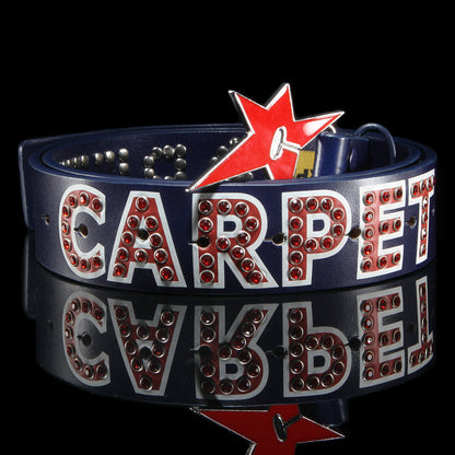 Varsity Rhinestone Leather Belt