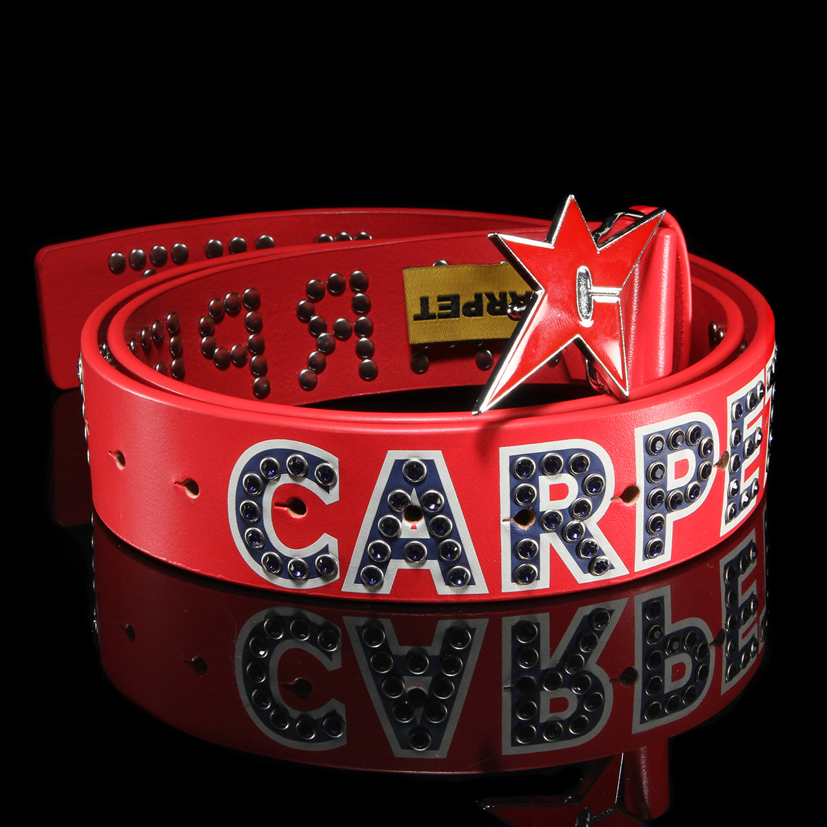 Varsity Rhinestone Leather Belt