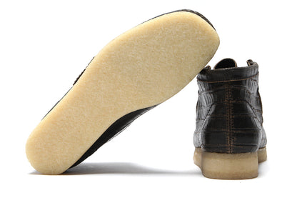 Wallabee Boot Black Crocodile Distress