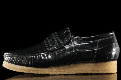 Wallabee Loafer Black Crocodile