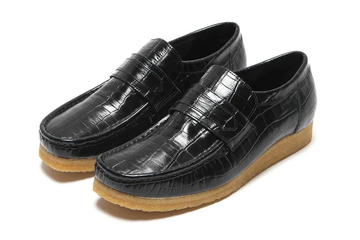 Wallabee Loafer Black Crocodile