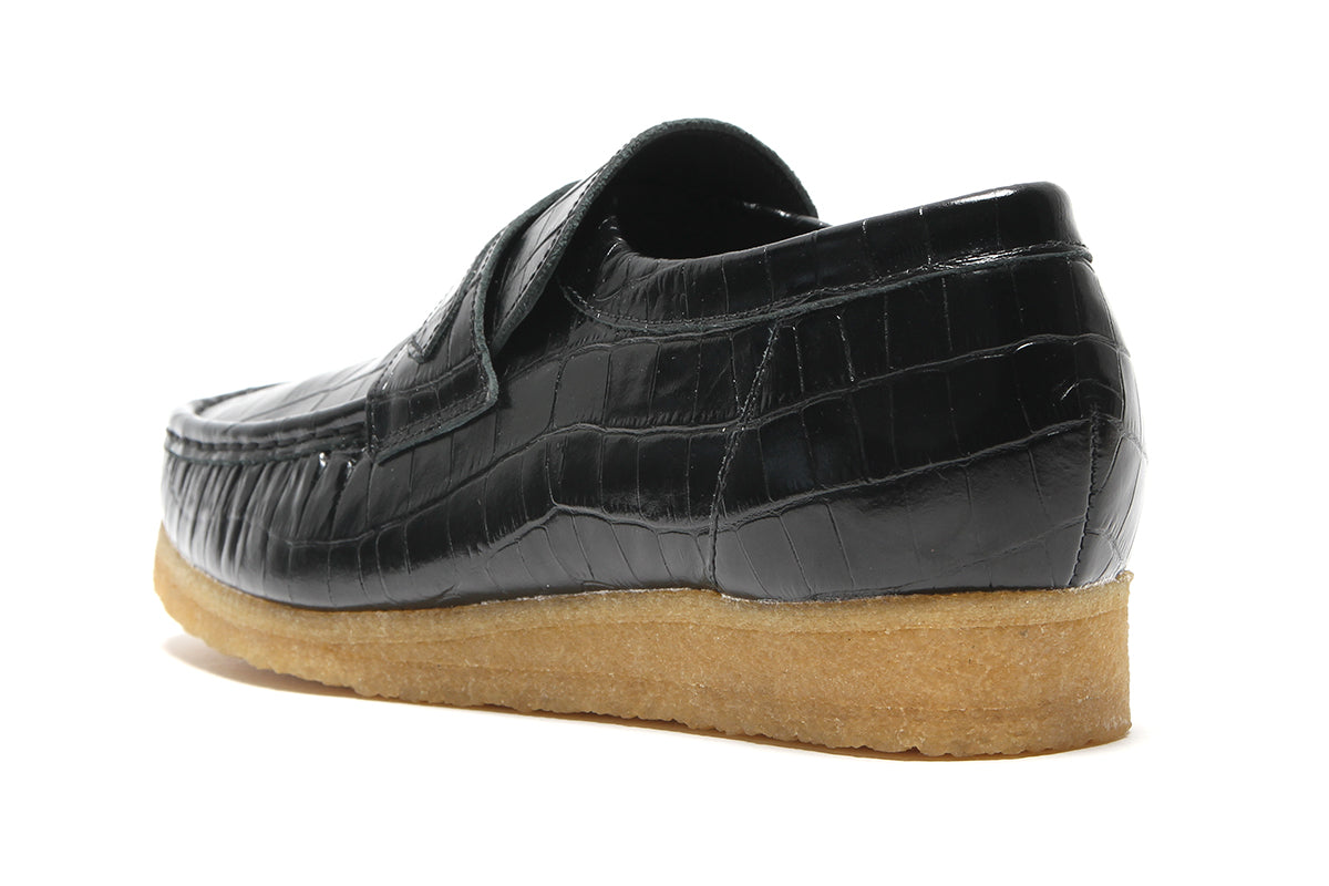 Wallabee Loafer Black Crocodile