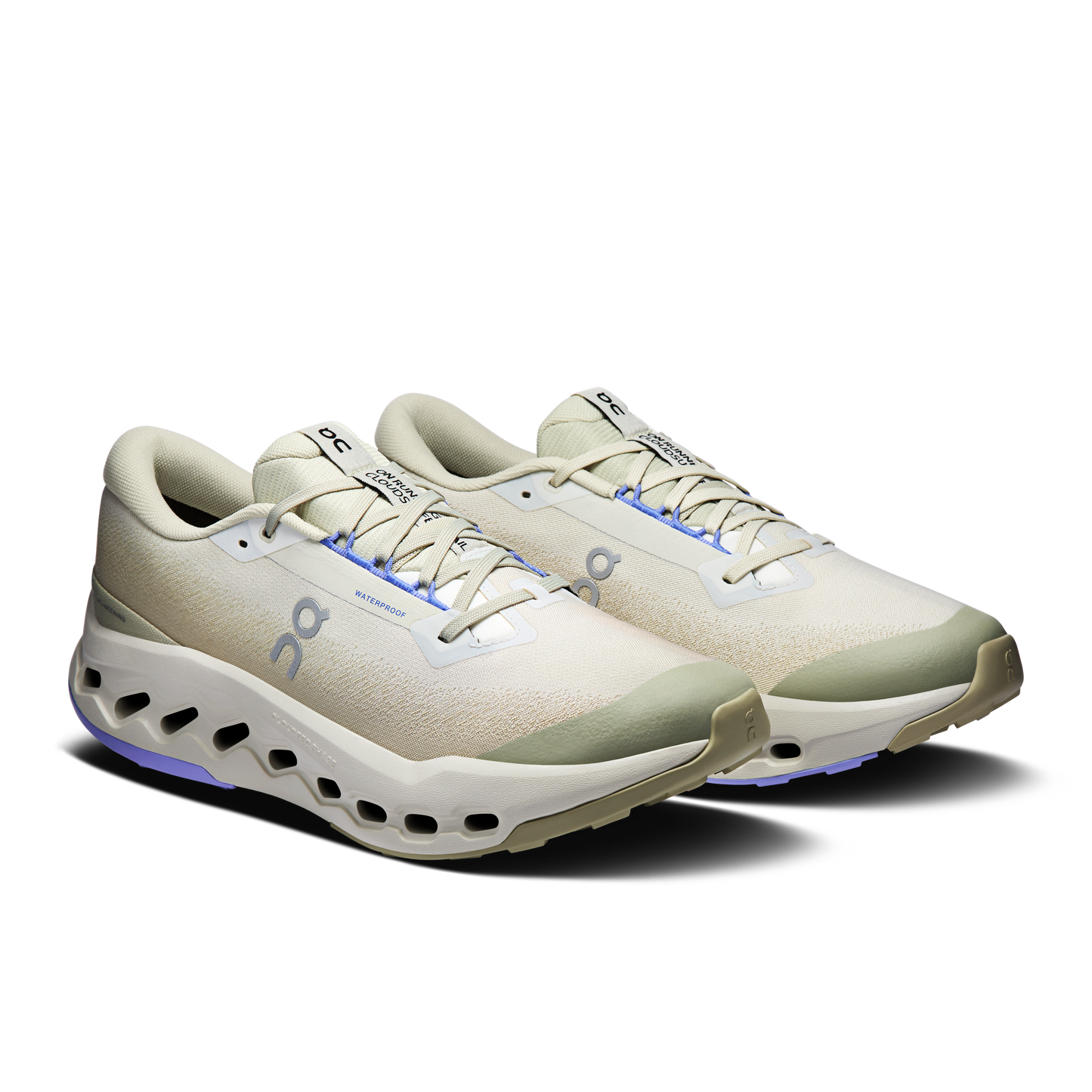 On Running Men's Cloudsurfer Trail 2 Waterproof Shoes - Ghost / Chalk