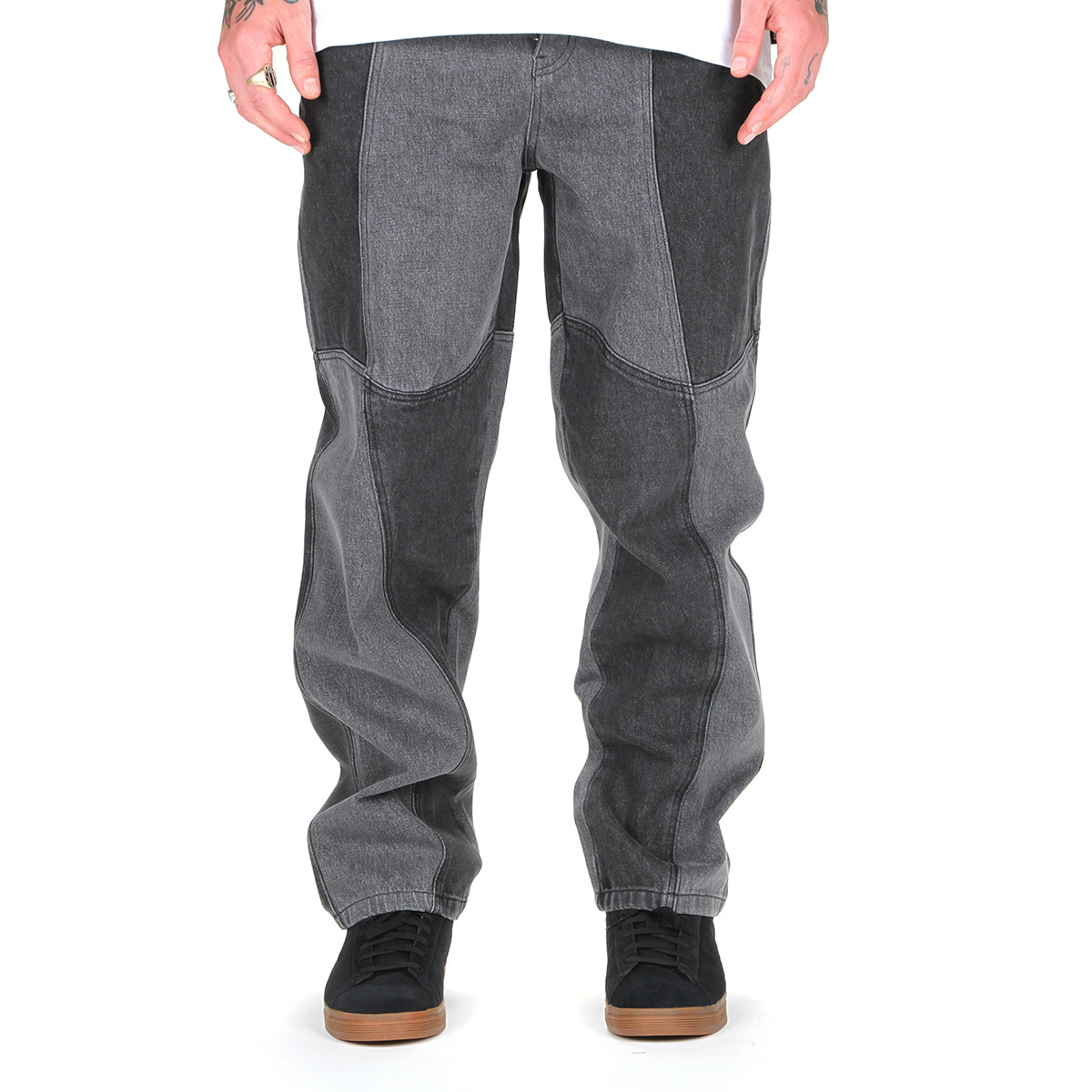 Blocked Relaxed Denim Pants