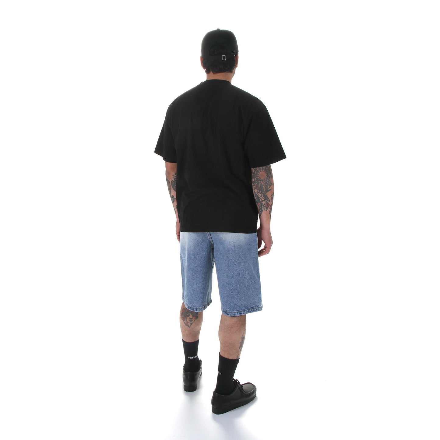 Pleated Denim Shorts