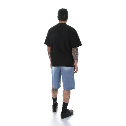Pleated Denim Shorts