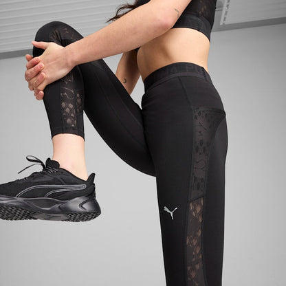 Puma Women's Lace High-Waisted 7/8 Tights Leggings - Puma Black