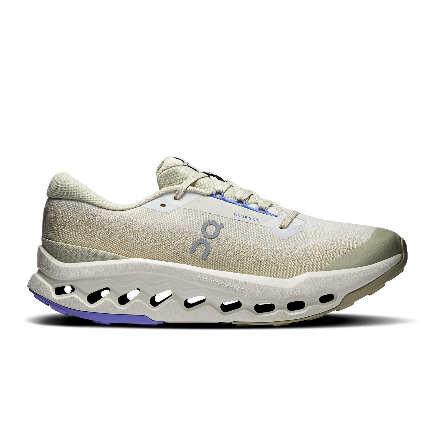 On Running Men's Cloudsurfer Trail 2 Waterproof Shoes - Ghost / Chalk