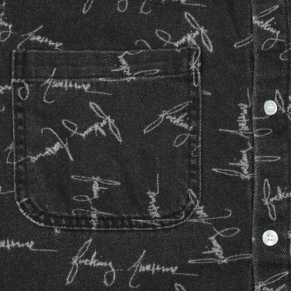 Cursive Washed Denim Overshirt