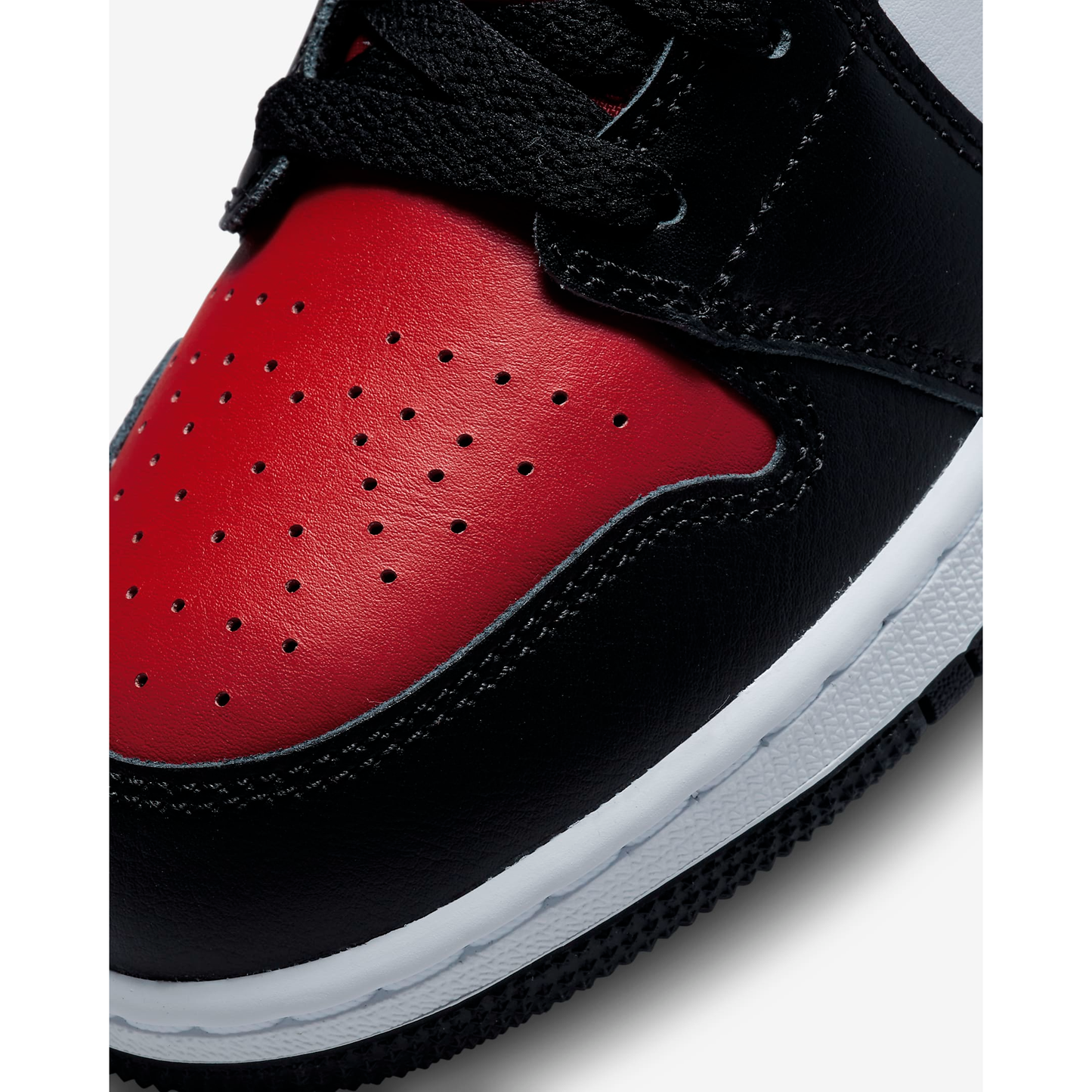 Nike Kids' Jordan 1 Mid GS Shoes - Black / White / Fire Red