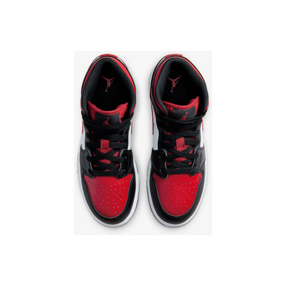 Nike Kids' Jordan 1 Mid GS Shoes - Black / White / Fire Red