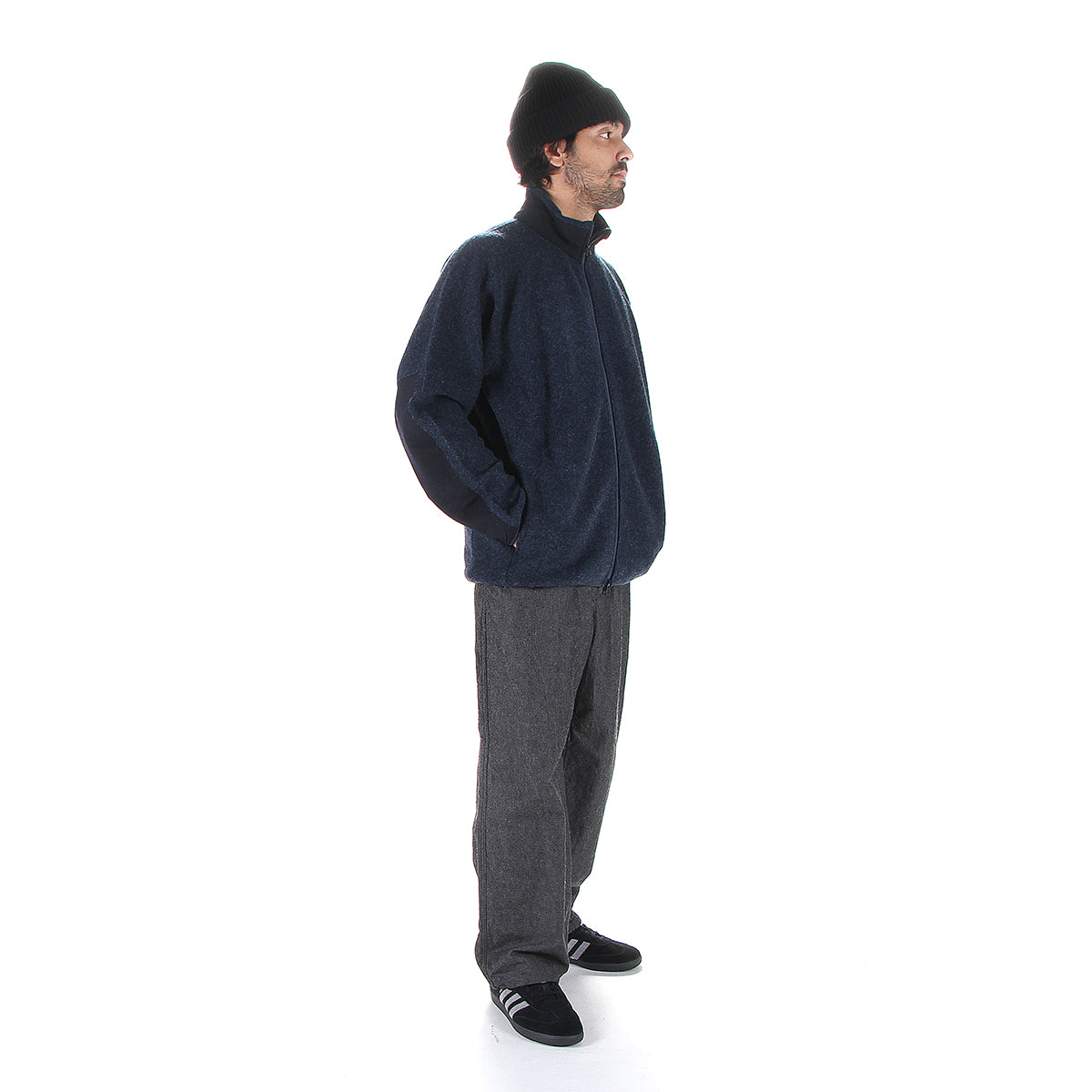 Boiled Wool Zip-Up Sweater