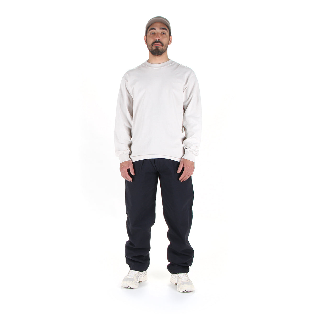 Classic Double-Pleat Herringbone Pants