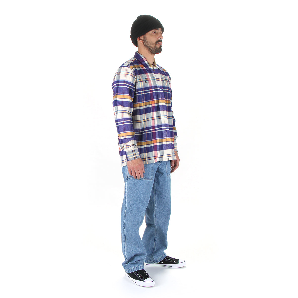 Denim Pleated Fatigue Pants
