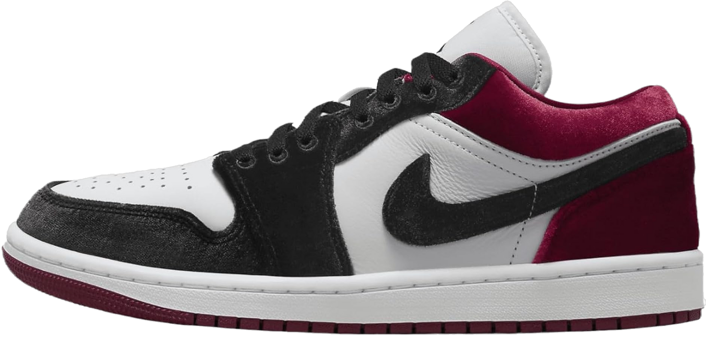 Nike Women's Jordan 1 Low Se Velvet Black Toe Shoes - Black / White / Team Red / Black