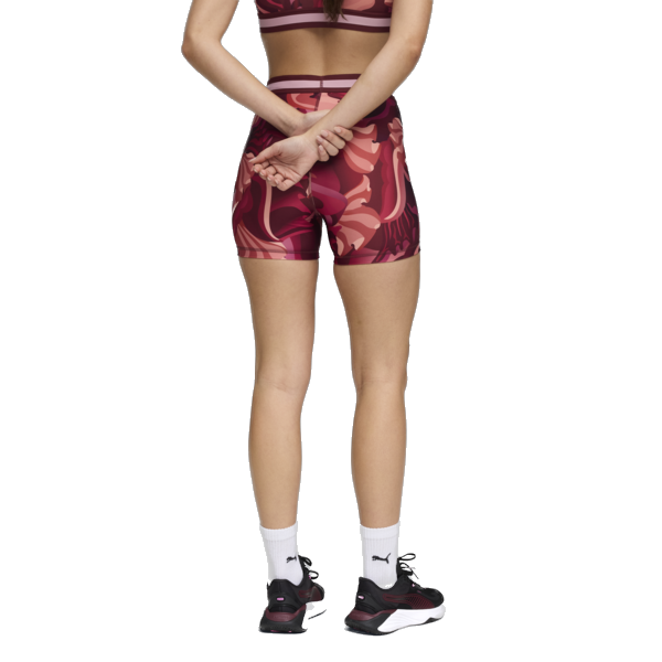 Puma Women's Strong Floral Ribbon Short Tights - Ruby Shimmer