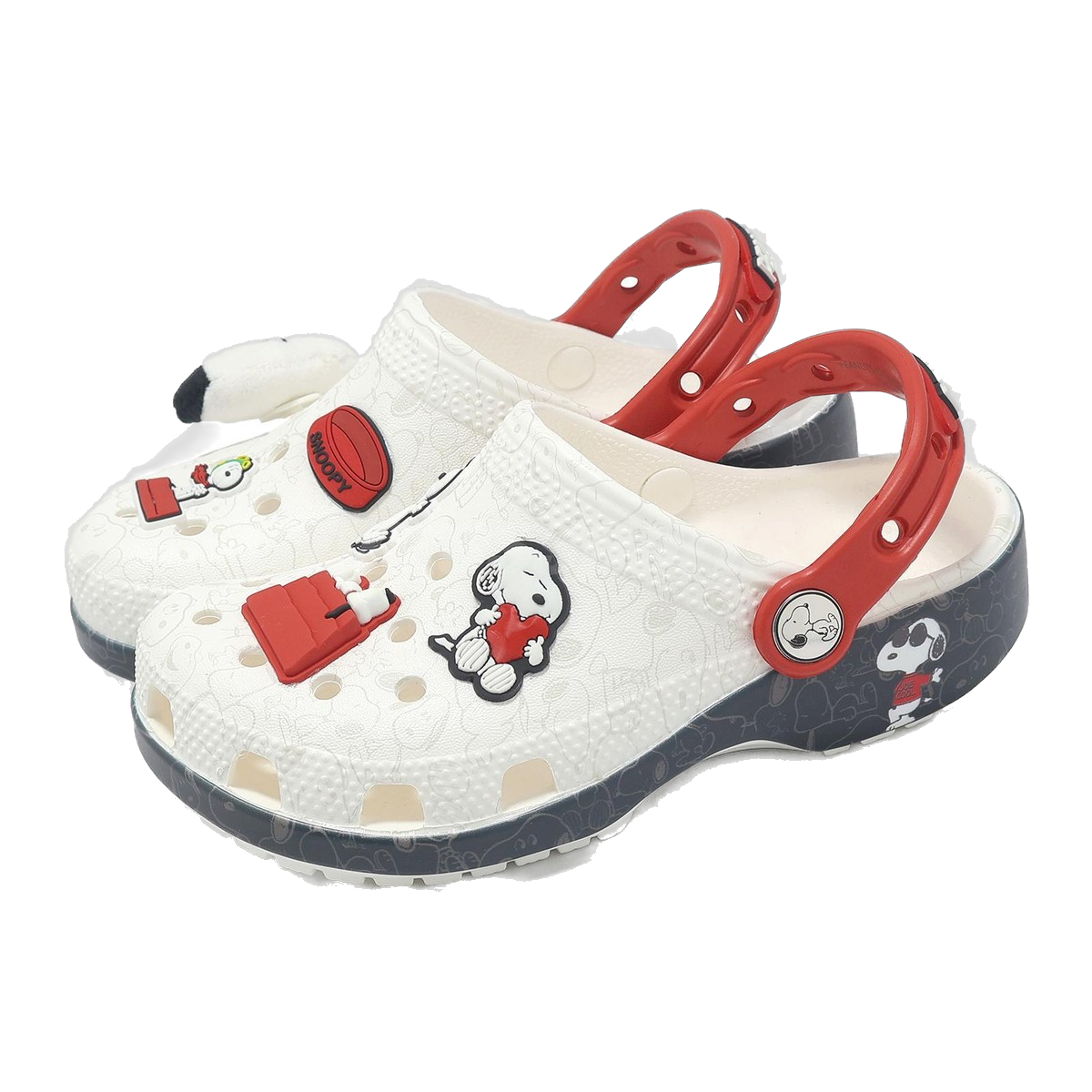 Crocs Kids' Classic Clog Peanuts Snoopy Shoes - White / Red-Black