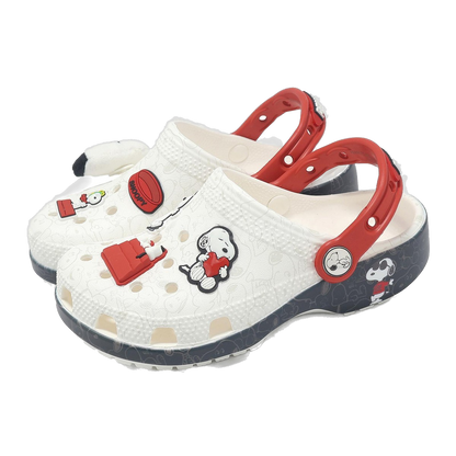 Crocs Kids' Classic Clog Peanuts Snoopy Shoes - White / Red-Black