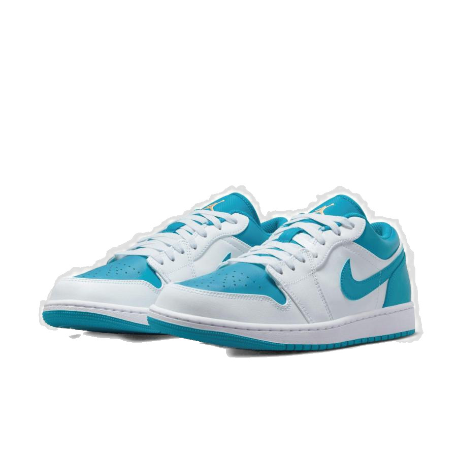 Nike Men's Jordan 1 Low Shoes - Aquatone / Celestial Gold / White